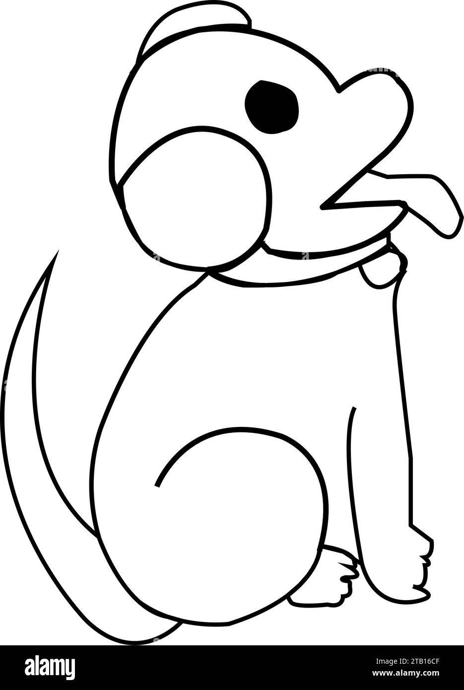 Carino illustrazione del cane contorno vettoriale arte carino cogDog saltare in aria, piccolo cane morbido arancione su backgroun isolato, animali, animale domestico, affamato, pla Illustrazione Vettoriale