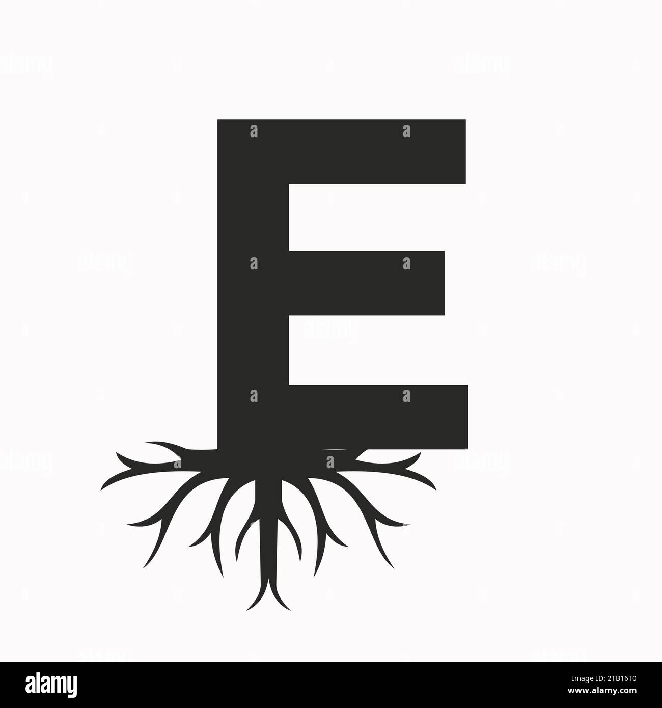 Logo principale sulla lettera e, modello vettoriale del simbolo del tetto per ecologia Illustrazione Vettoriale