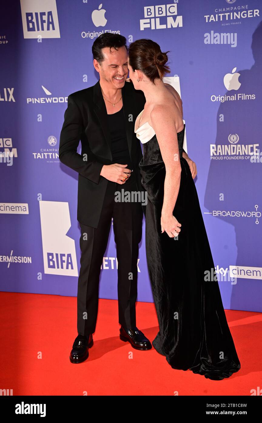 Londra, Regno Unito. 3 dicembre 2023. Andrew e Jodie Comer partecipano al 26° British Independent Film Awards 2023 all'Old Billingsgate, Londra, Regno Unito. Foto Stock