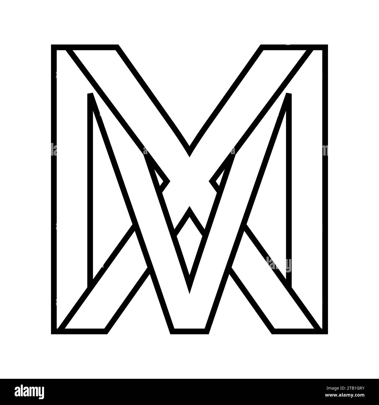 Simbolo del logo mx xm, icona a due lettere, logotipo m x Illustrazione Vettoriale