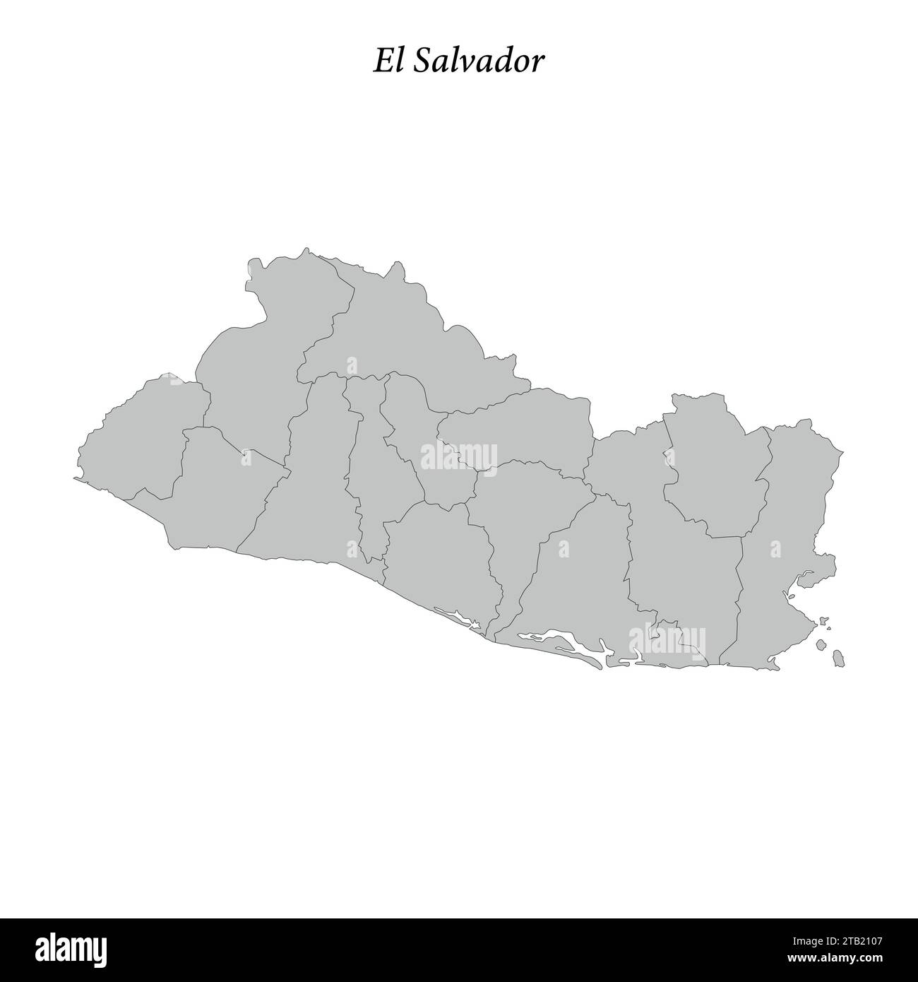 Semplice mappa piatta di El Salvador con confini distrettuali Illustrazione Vettoriale