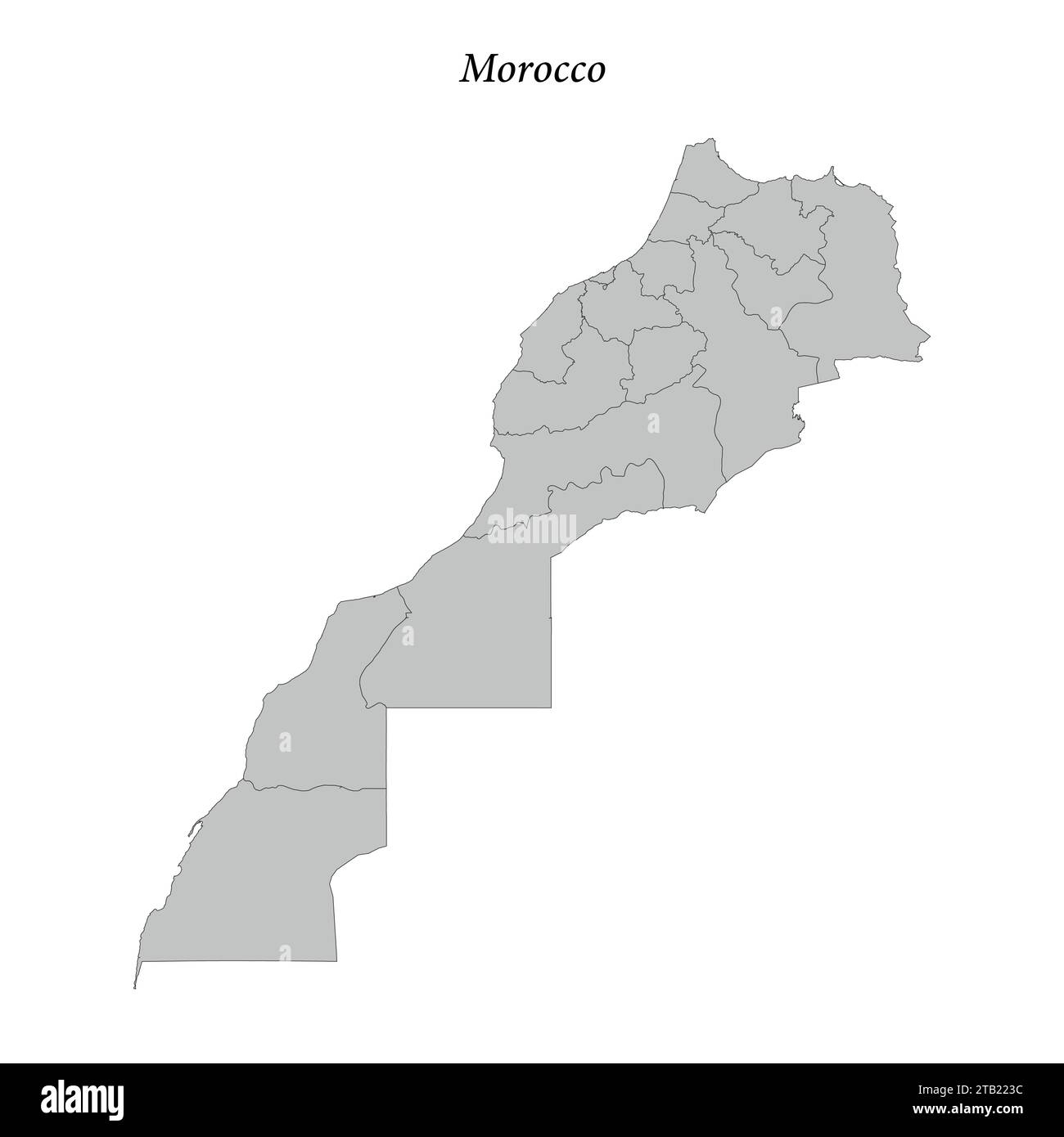 Semplice mappa piatta del Marocco con confini distrettuali Illustrazione Vettoriale