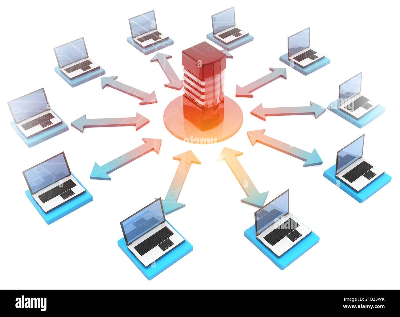 Reti informatiche, tecnologia Internet. illustrazione 3d. Foto Stock