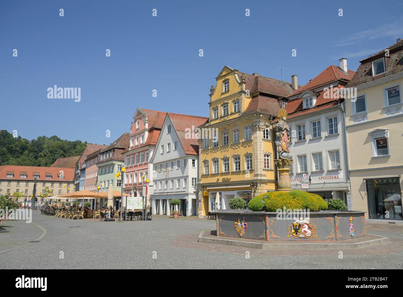 Altbauten, Marienbrunnen, Marktplatz, Altstadt, Schwäbisch Gmünd, Baden-Württemberg, Deutschland Foto Stock