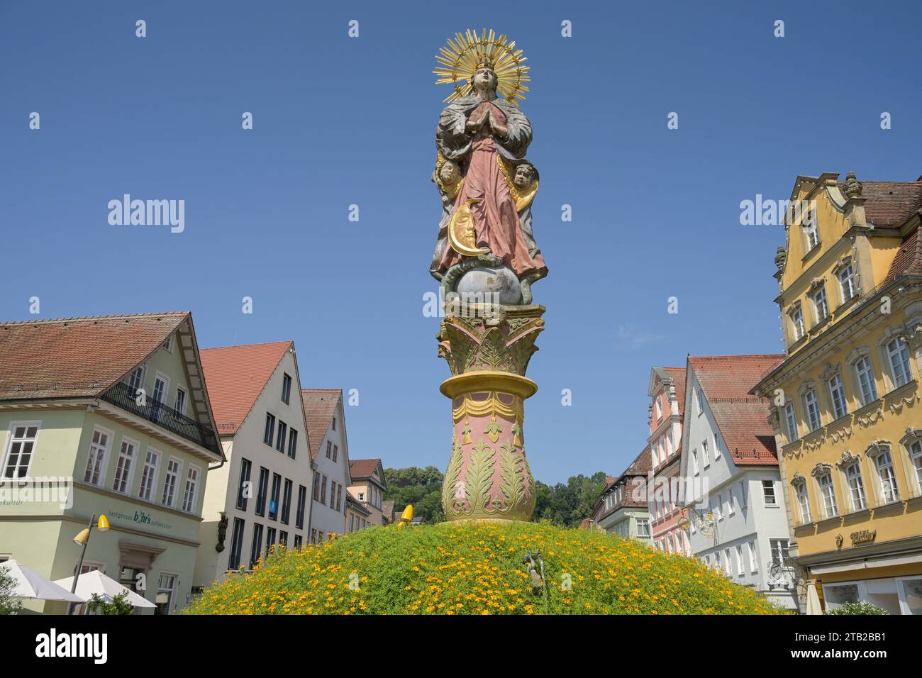 Marienbrunnen, Marktplatz, Altstadt, Schwäbisch Gmünd, Baden-Württemberg, Deutschland Foto Stock