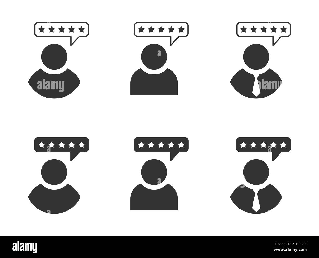 Bolletta di valutazione del prodotto per il consumatore o il cliente. Icone delle persone impostate con la revisione del cliente. Illustrazione vettoriale Illustrazione Vettoriale
