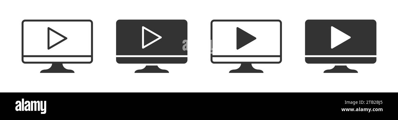 Icona del lettore video sul monitor di un computer. Illustrazione vettoriale Illustrazione Vettoriale