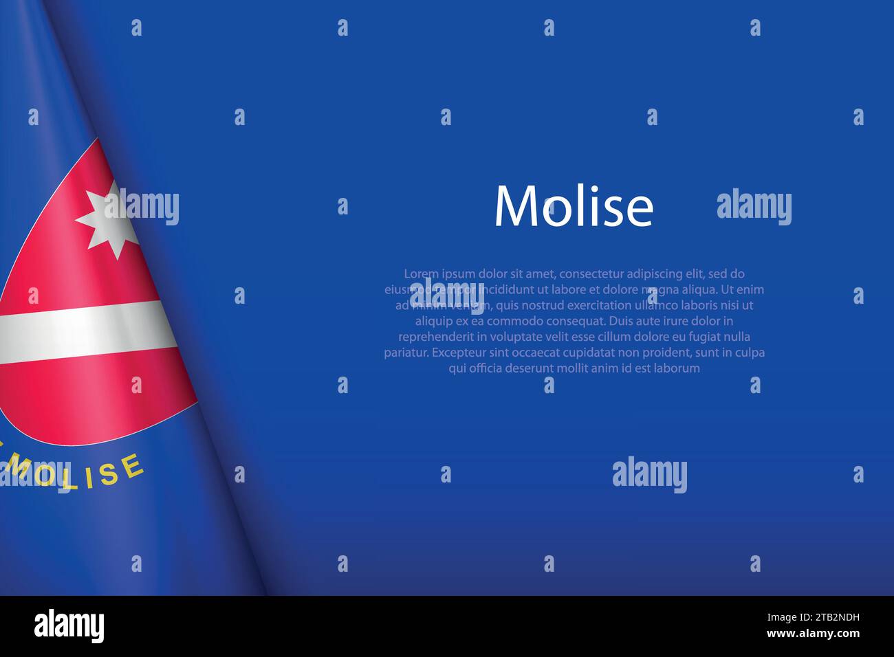 Bandiera 3d Molise, regione d'Italia, isolata sullo sfondo con copyspace Illustrazione Vettoriale