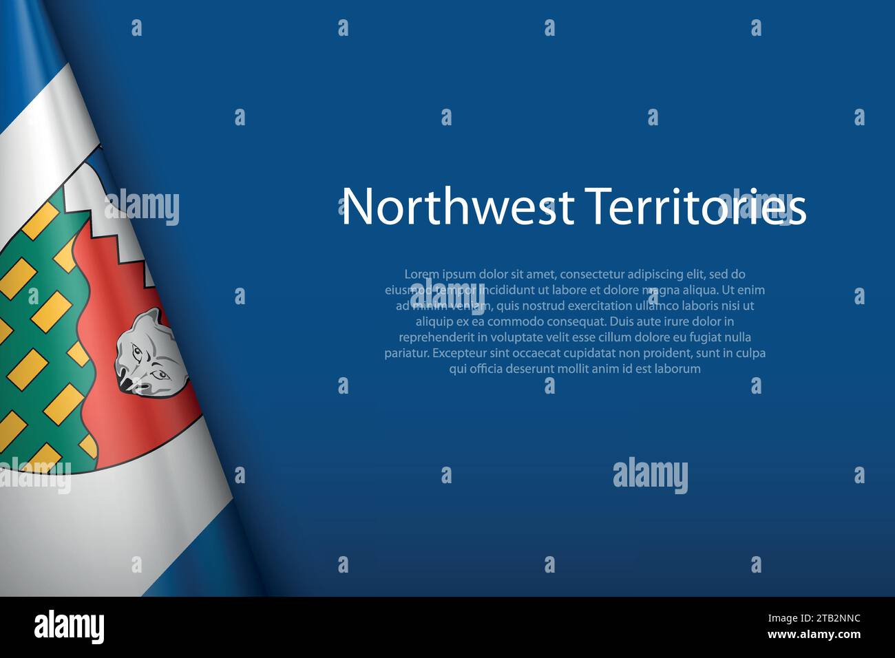 Bandiera 3d territori del Nord-Ovest, stato del Canada, isolato sullo sfondo con spazio copioso Illustrazione Vettoriale