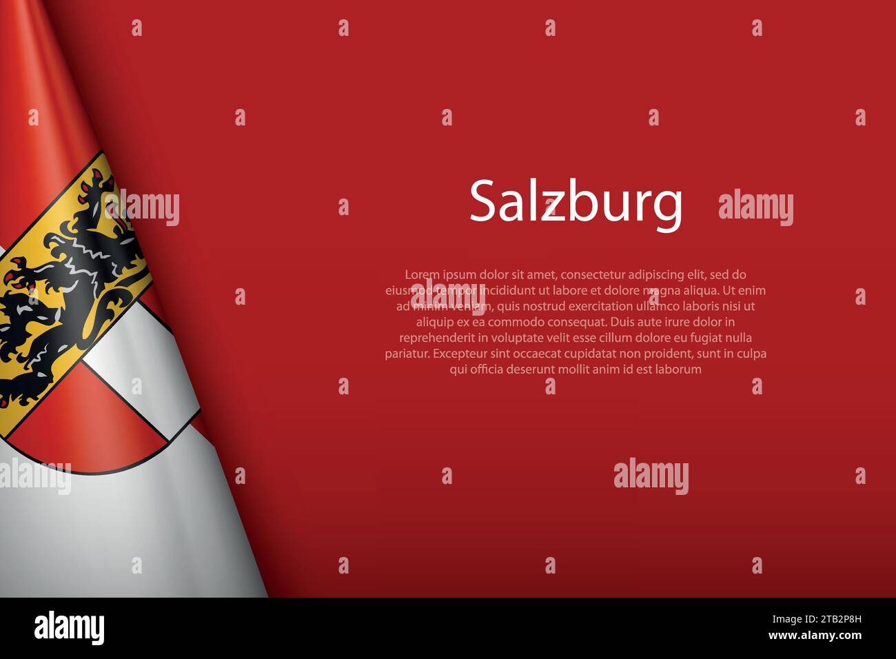 Bandiera 3d Salisburgo, stato dell'Austria, isolata sullo sfondo con copyspace Illustrazione Vettoriale