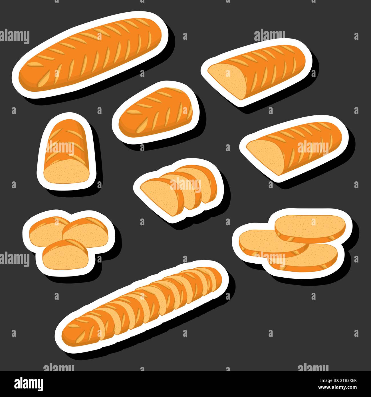 Illustrazione a tema di un delizioso e gustoso pane cotto in casa composto da vari ingredienti, pane di cereali freschi da forno con vari tipi di pane Illustrazione Vettoriale