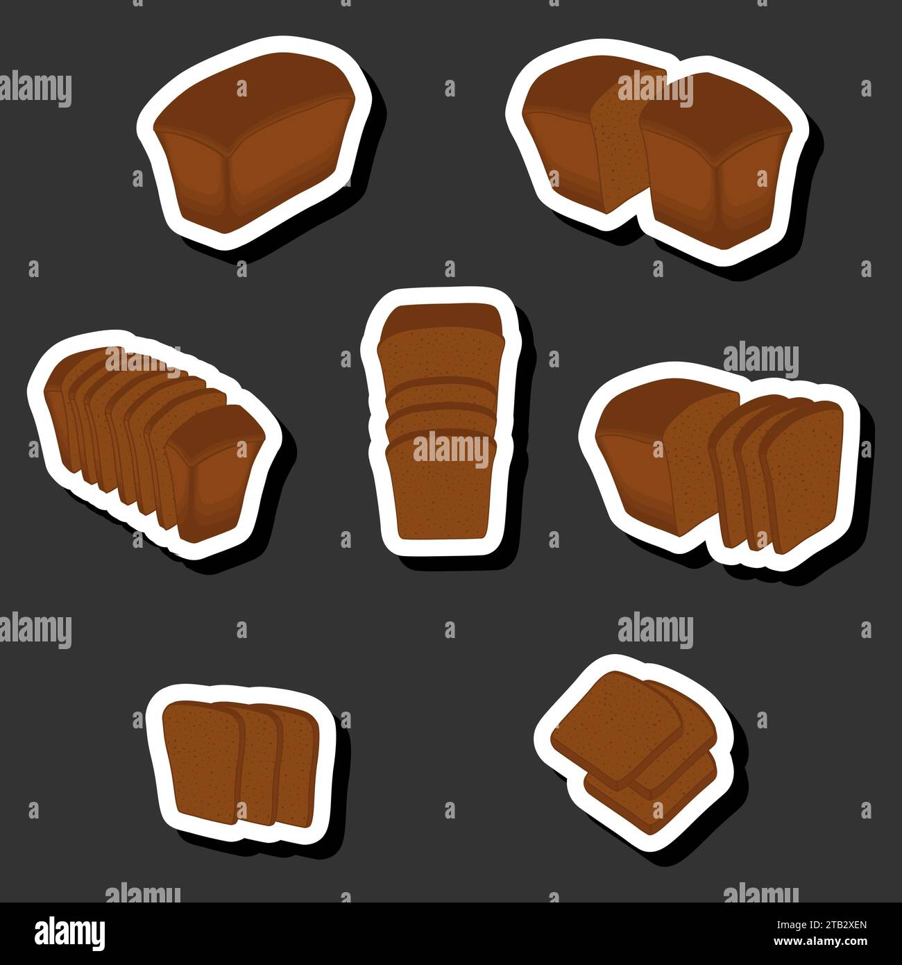 Illustrazione a tema di un delizioso e gustoso pane cotto in casa composto da vari ingredienti, pane di cereali freschi da forno con vari tipi di pane Illustrazione Vettoriale