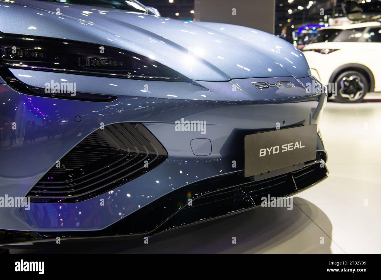 BYD Seal EV in mostra al 40° Thailand International Motor Expo 2023 il 29 novembre 2023 a Nonthaburi, Thailandia. Foto Stock