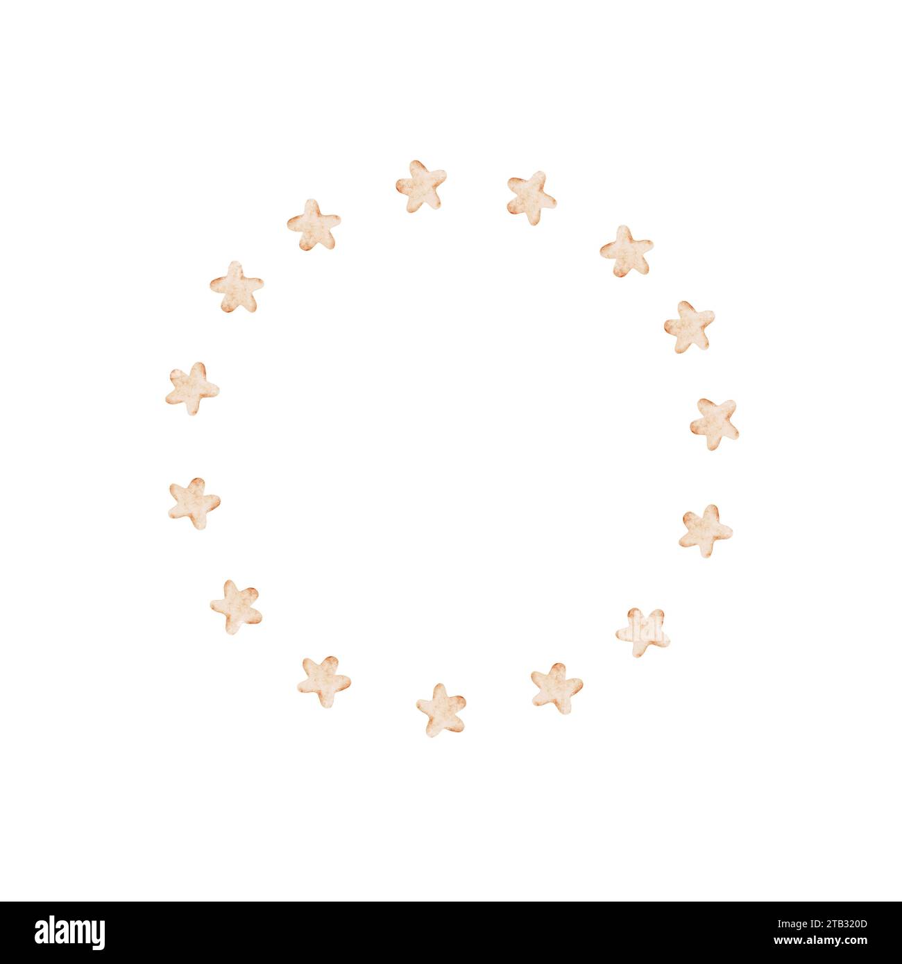 Corona di acquerelli con graziose stelle. Illustrazione per bambini. Modello per cartoline, poster, banner, doccia per bambini, design per asili. Posiziona per tex Foto Stock