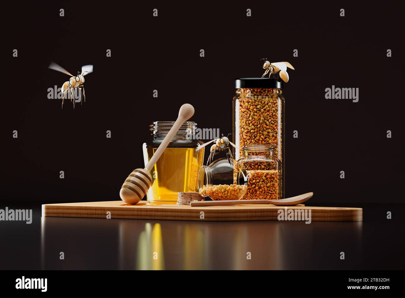 Api in un vasetto di miele Foto stock - Alamy