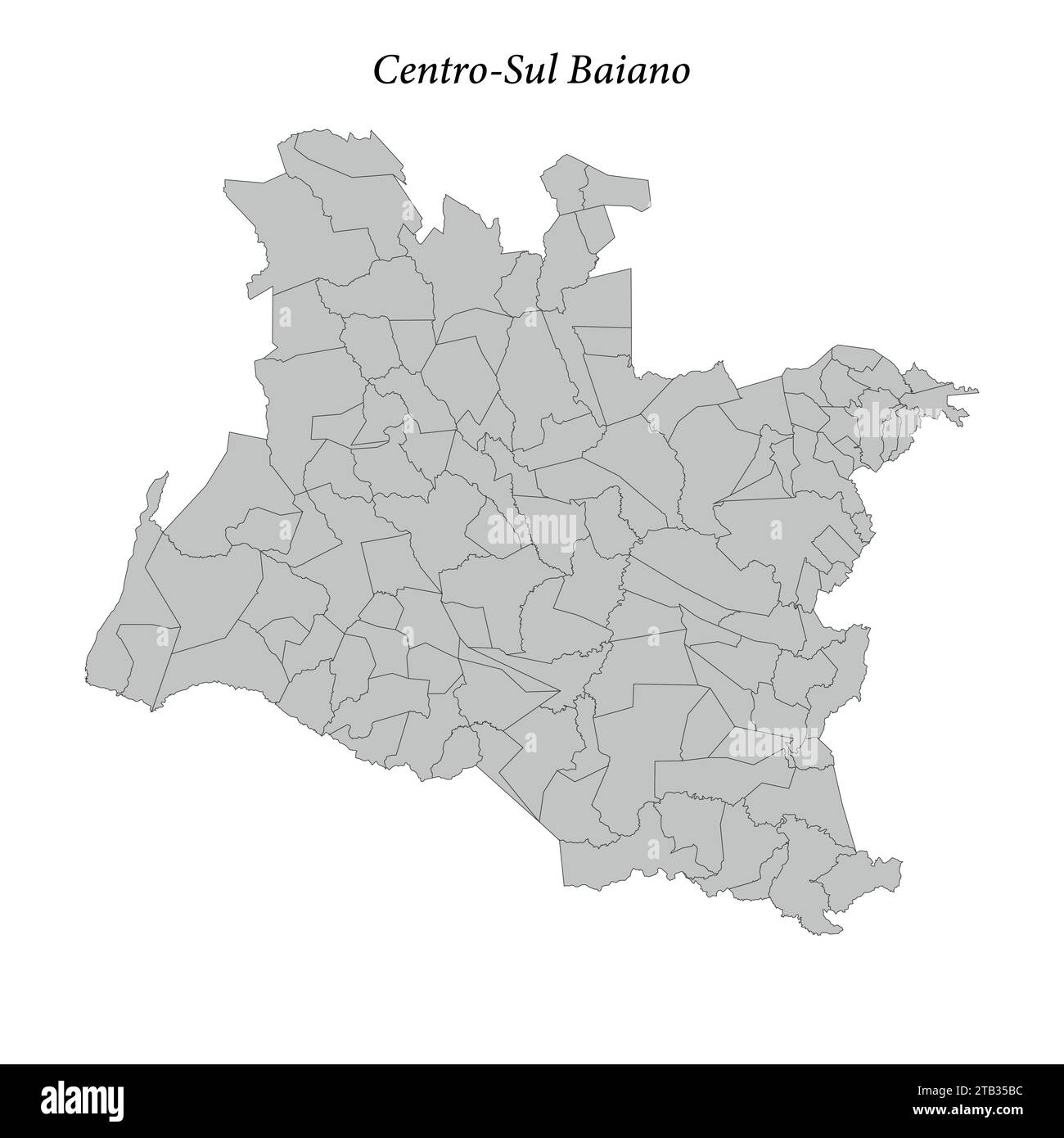 la mappa del Centro-sul Baiano è un mesoregion dello stato di Bahia con comuni confinanti Illustrazione Vettoriale