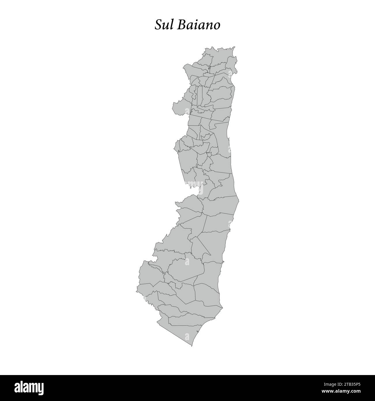 la mappa di sul Baiano è un mesoregion dello stato di Bahia con i comuni confinanti Illustrazione Vettoriale