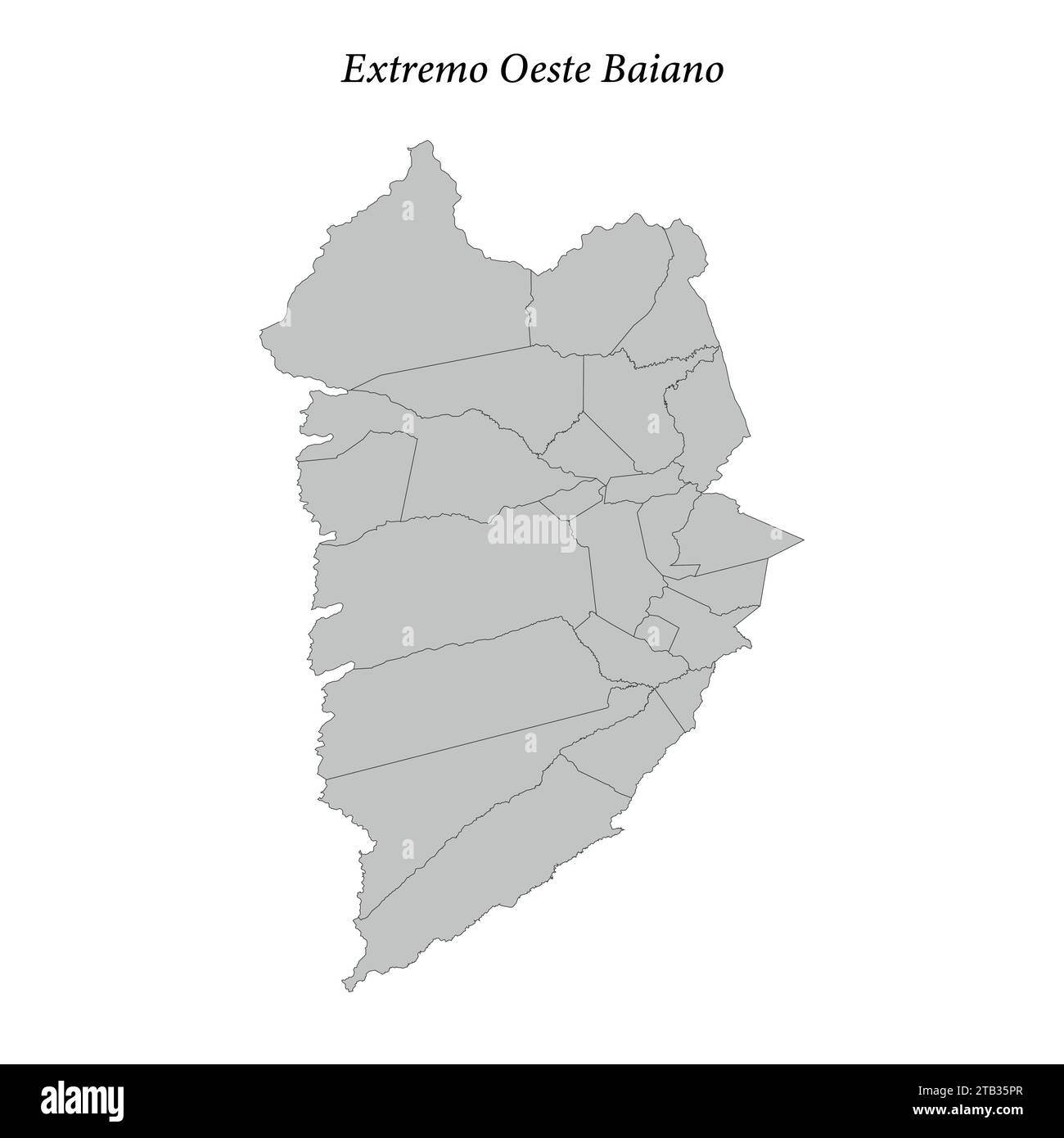 la mappa di Extremo Oeste Baiano è un mesoregion dello stato di Bahia con comuni confinanti Illustrazione Vettoriale