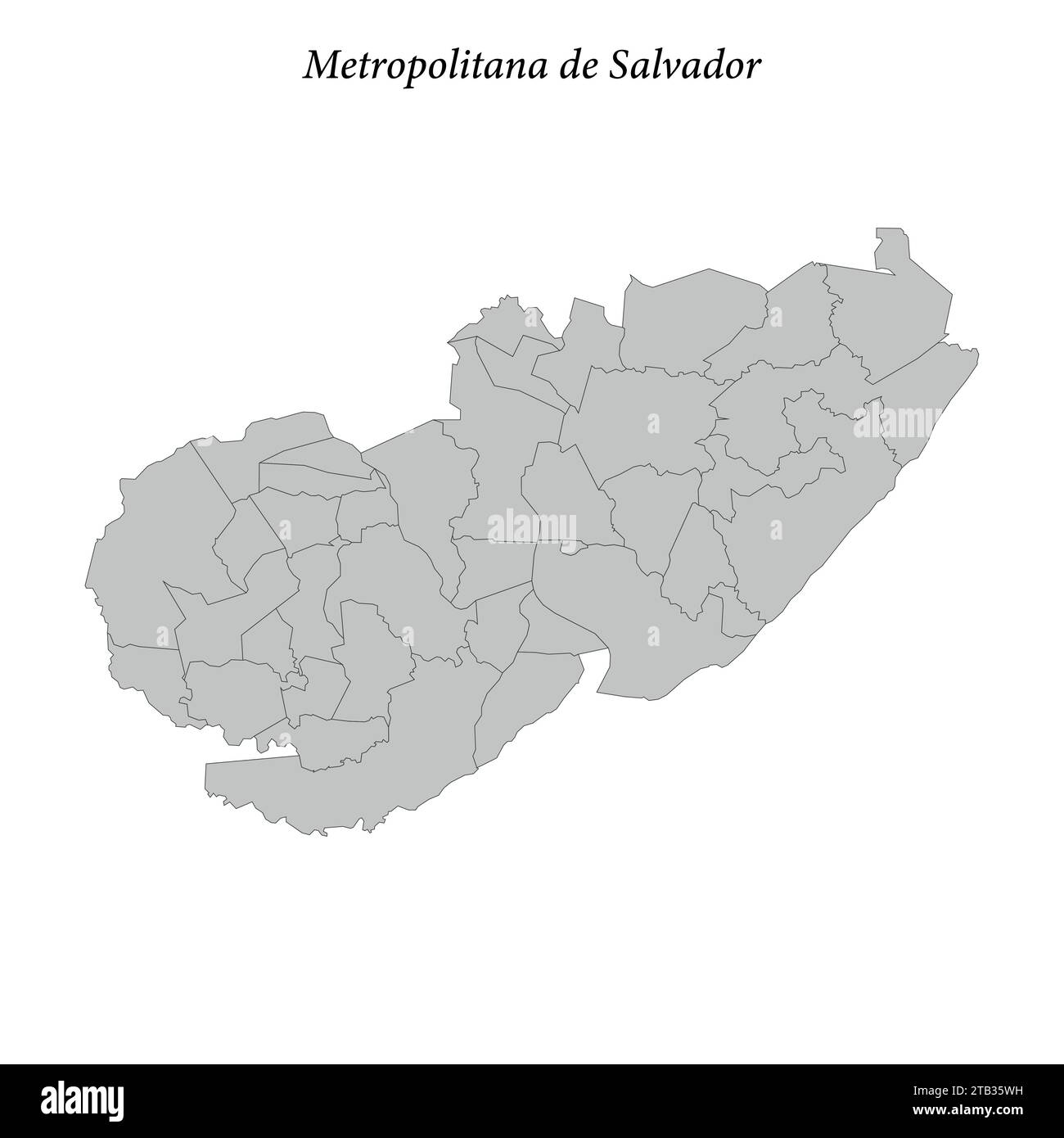 la mappa di metropolitana de Salvador è un mesoregion dello stato di Bahia con i comuni confinanti Illustrazione Vettoriale