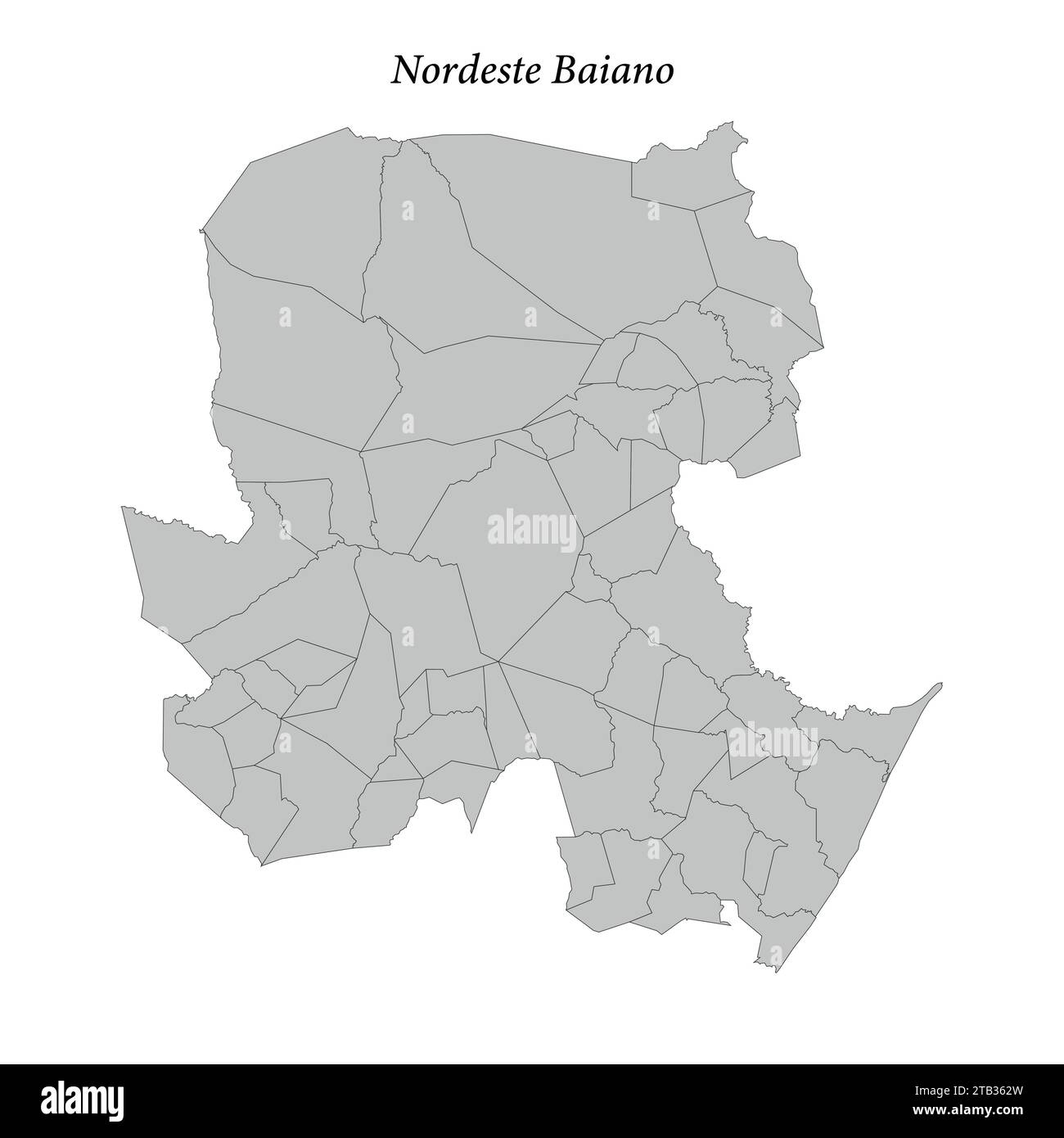 la mappa di Nordeste Baiano è un mesoregion dello stato di Bahia con comuni confinanti Illustrazione Vettoriale