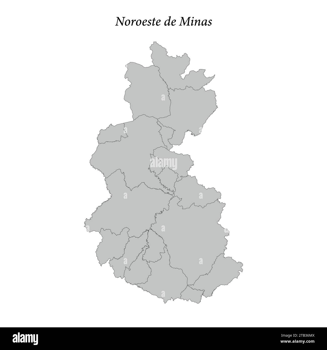 la mappa di Noroeste de Minas è un mesoregion situato nello stato del Minas Gerais con i comuni confinanti Illustrazione Vettoriale