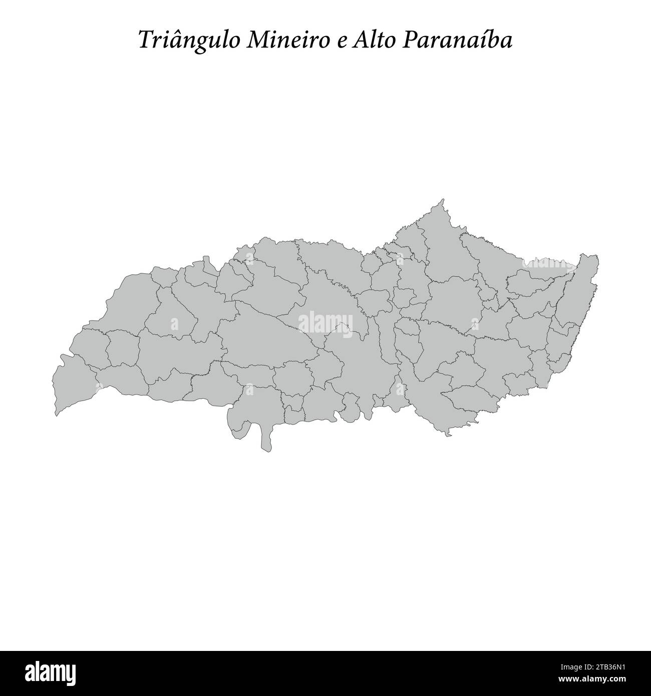 la mappa di Triangulo Mineiro e alto Paranaiba è un mesoregion nello stato del Minas Gerais con i comuni confinanti Illustrazione Vettoriale