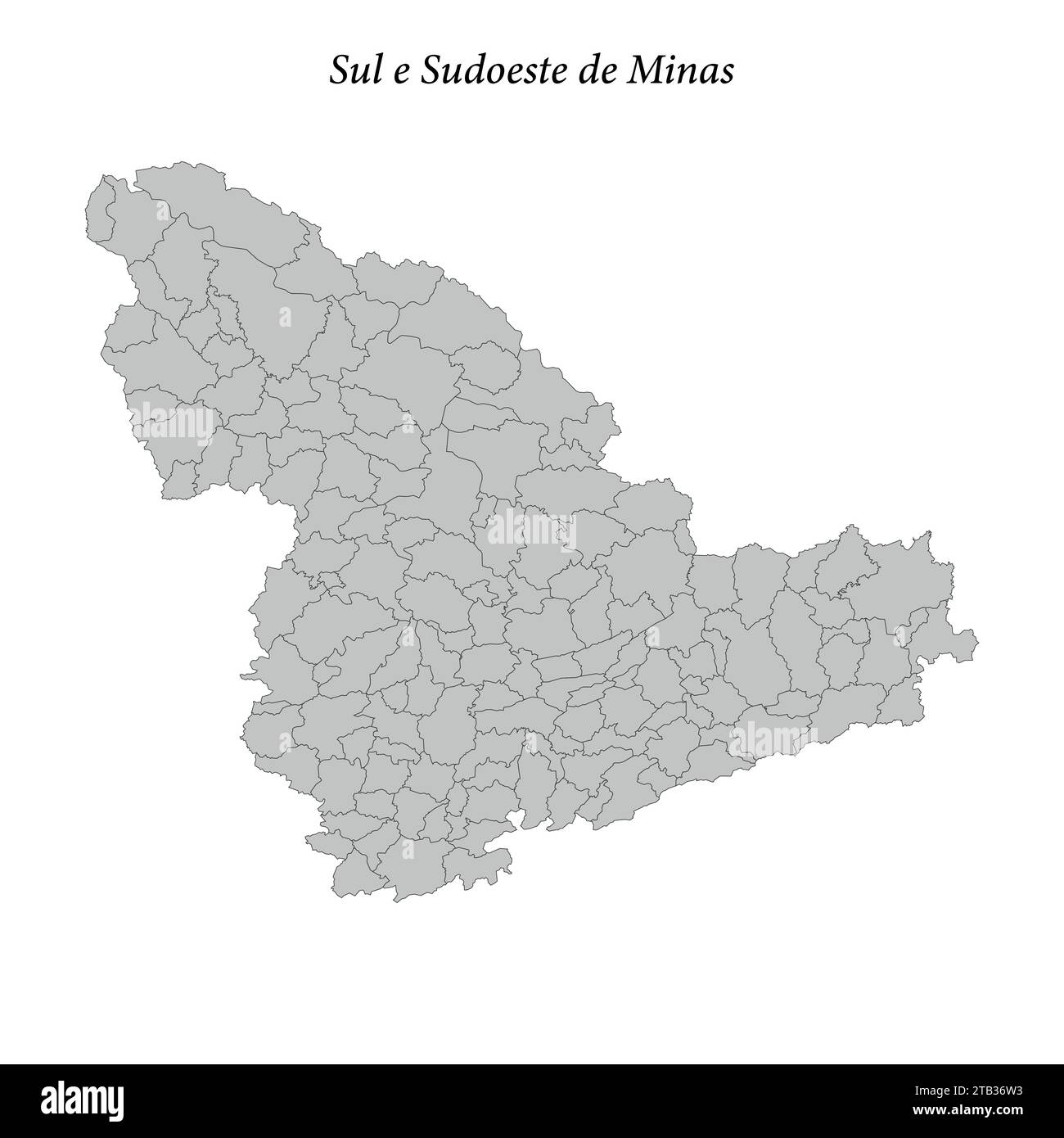 la mappa di sul e Sudoeste de Minas è un mesoregion dello stato del Minas Gerais con comuni di confine Illustrazione Vettoriale