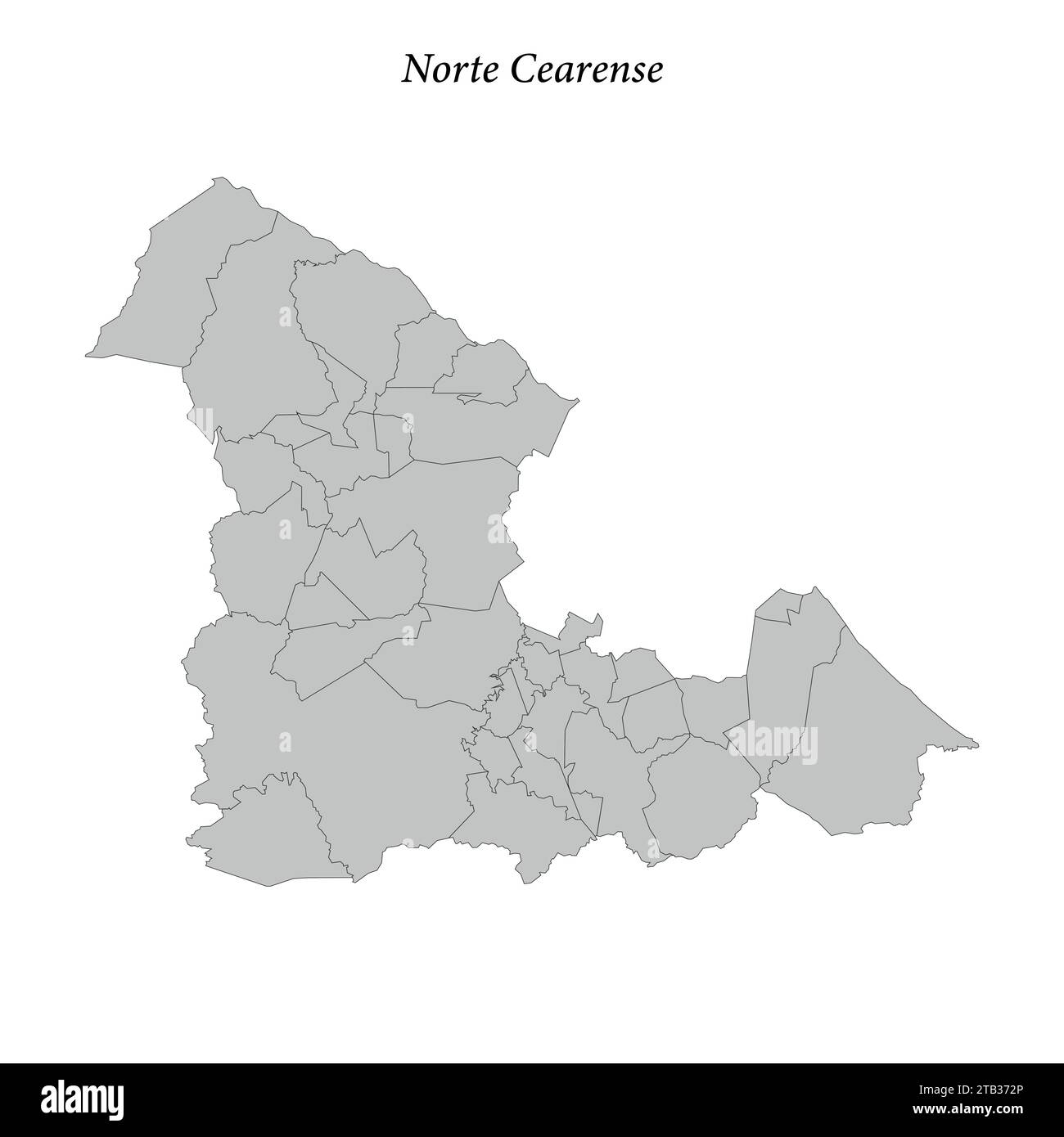 la mappa di Norte Cearense è un mesoregion dello stato di Ceara con comuni di confine Illustrazione Vettoriale