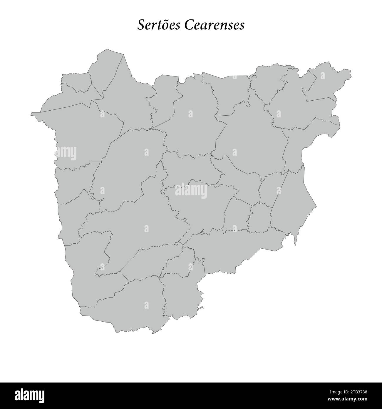 map of Sertoes Cearenses è un mesoregion dello stato di Ceara con comuni di confine Illustrazione Vettoriale