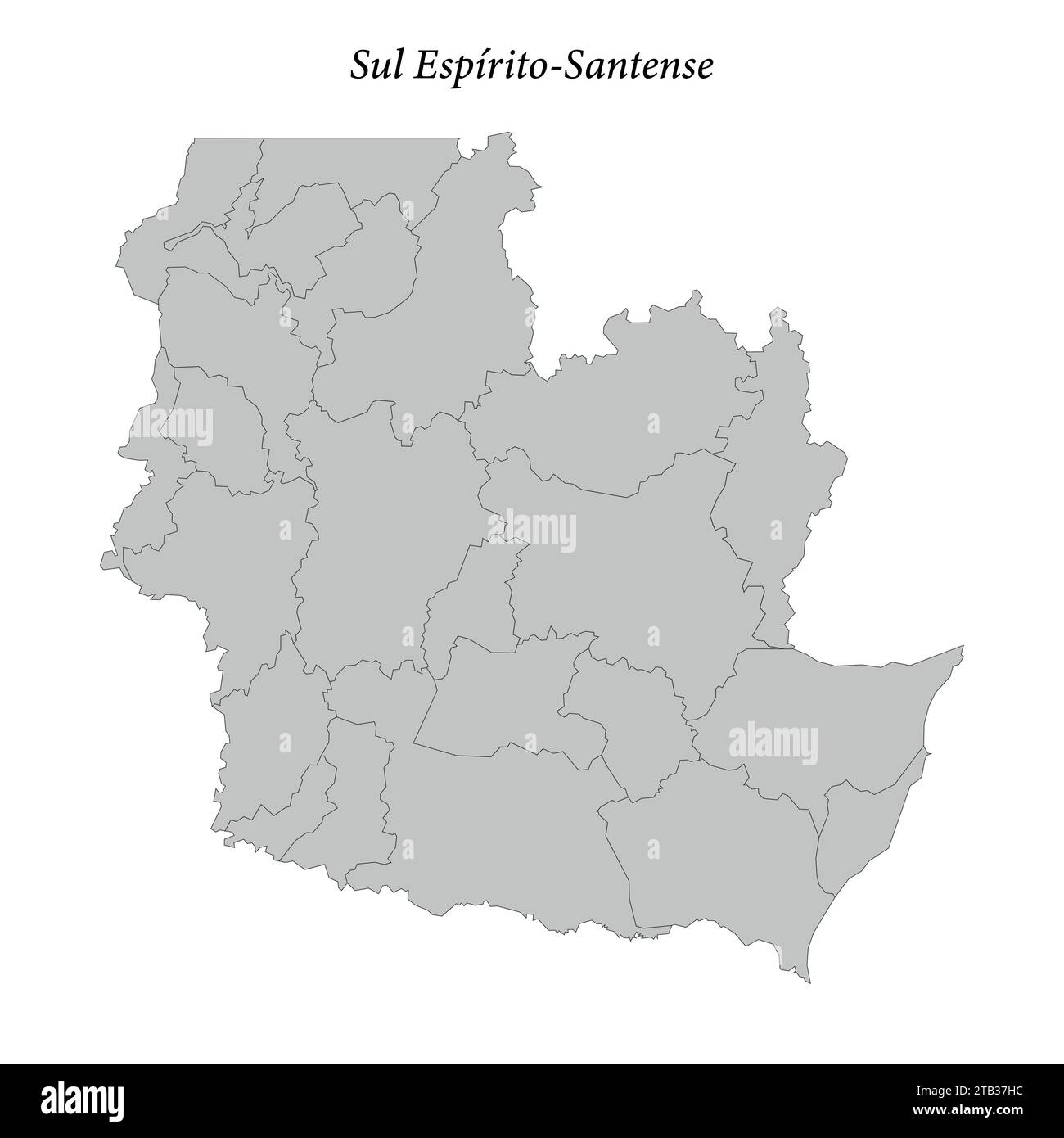 la mappa di sul Espirito-Santense è un mesoregion nello stato di Espirito Santo con i comuni confinanti Illustrazione Vettoriale
