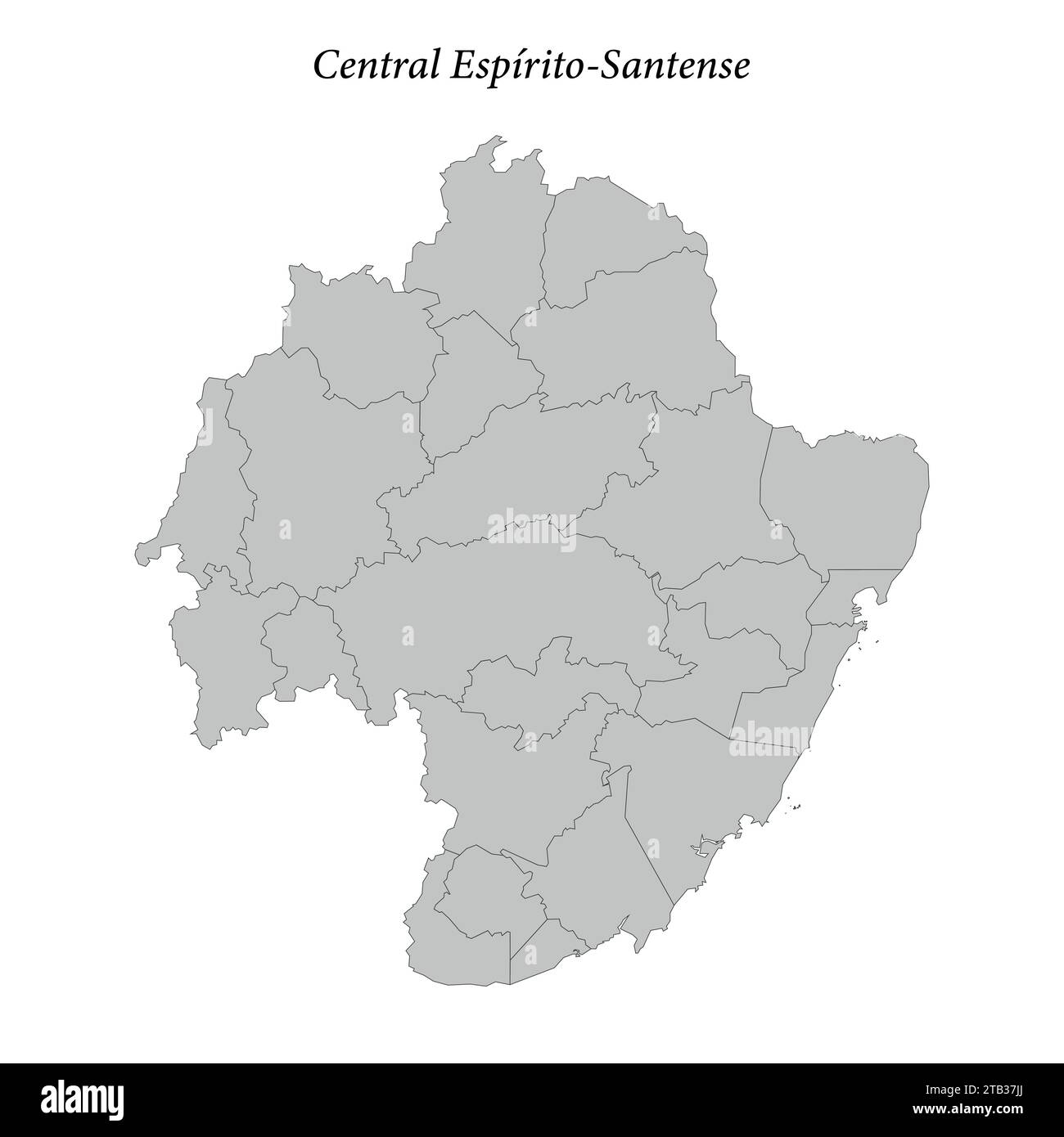 mappa di Espirito-Santense centrale è un mesoregion nello stato di Espirito Santo con comuni confinanti Illustrazione Vettoriale
