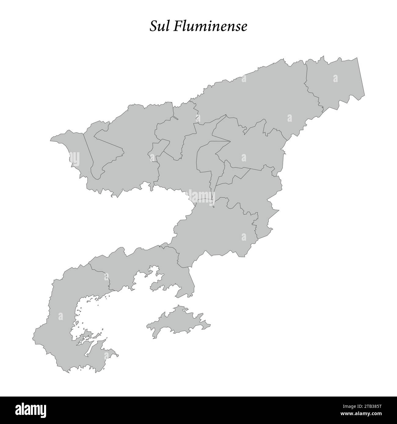 map of sul Fluminense è un mesoregion dello stato di Rio de Janeiro con comuni confinanti Illustrazione Vettoriale