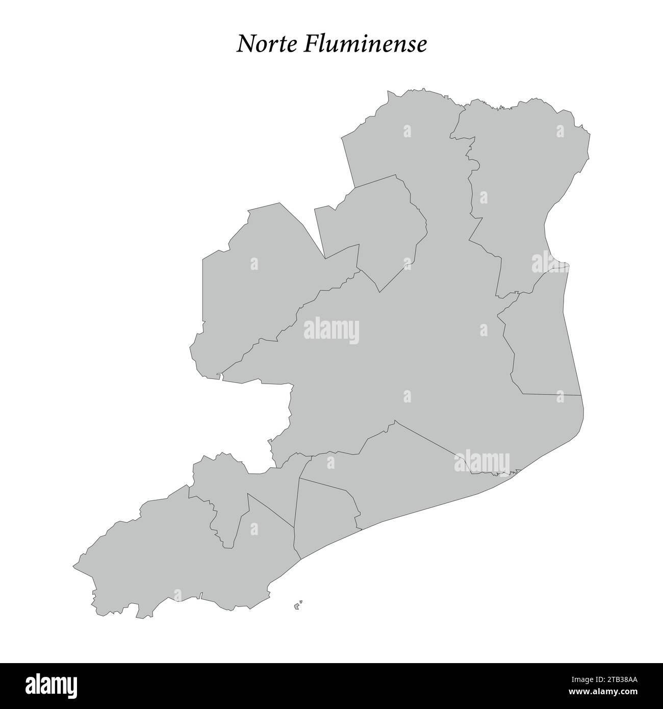 la mappa di Norte Fluminense è un mesoregion dello stato di Rio de Janeiro con comuni confinanti Illustrazione Vettoriale