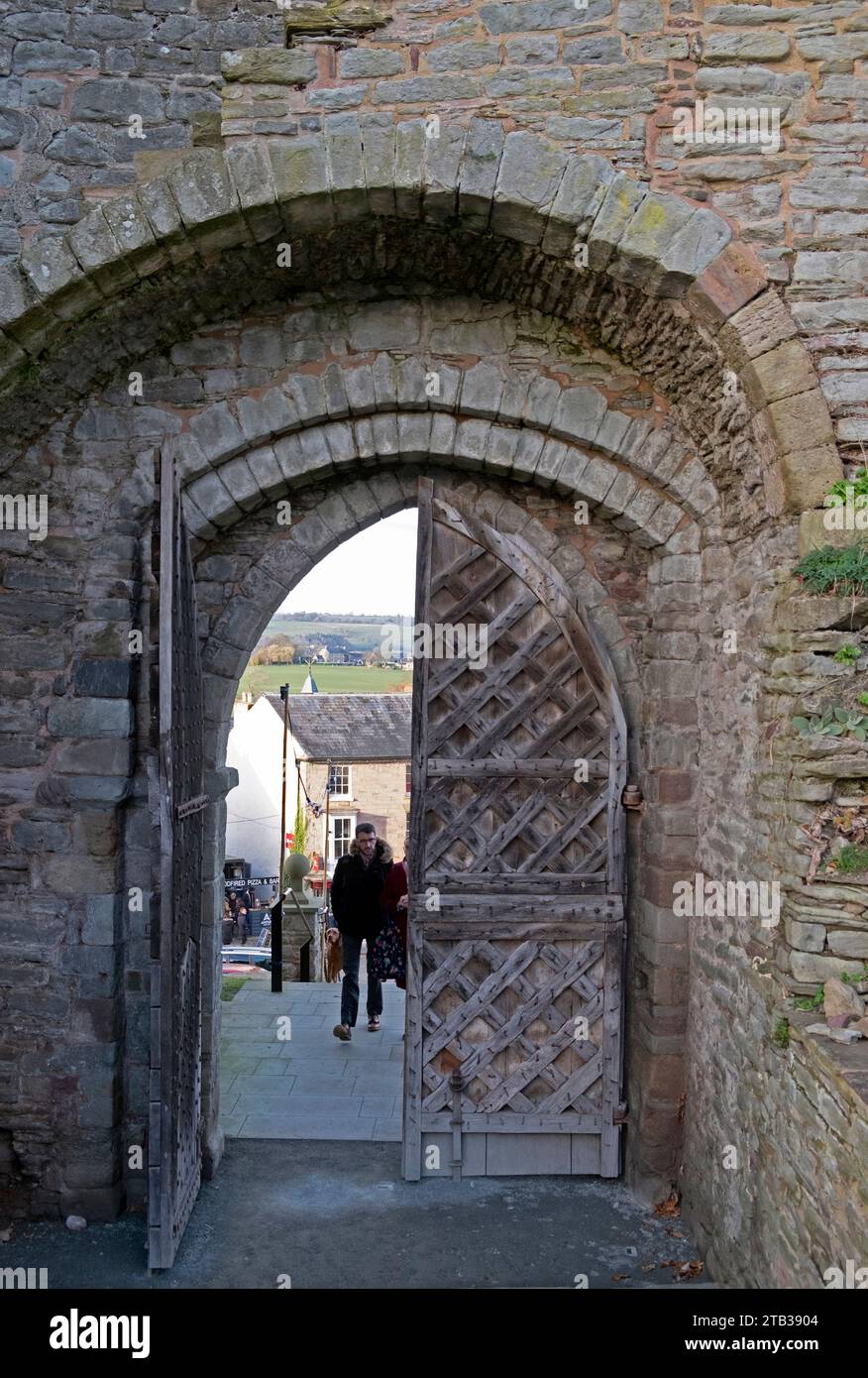 Hay Castle door Hay-on-Wye durante il weekend del Hay Winter Festival 2023 novembre Galles UK KATHY DEWITT Foto Stock