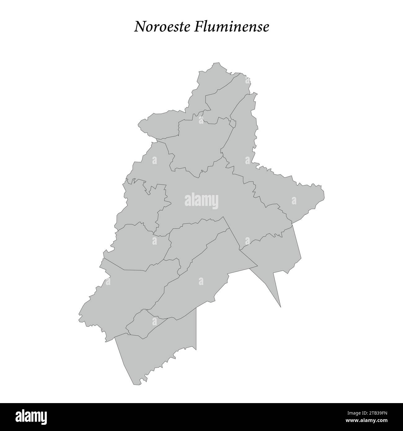 la mappa di Noroeste Fluminense è un mesoregion dello stato di Rio de Janeiro con comuni confinanti Illustrazione Vettoriale
