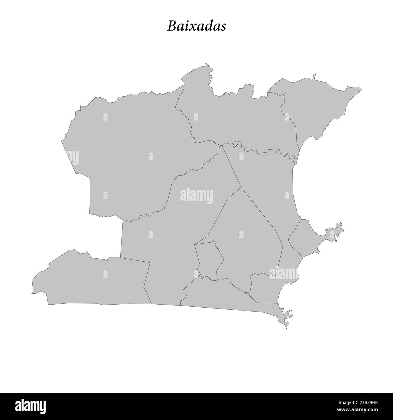 la mappa di Baixadas è un mesoregion dello stato di Rio de Janeiro con comuni confinanti Illustrazione Vettoriale