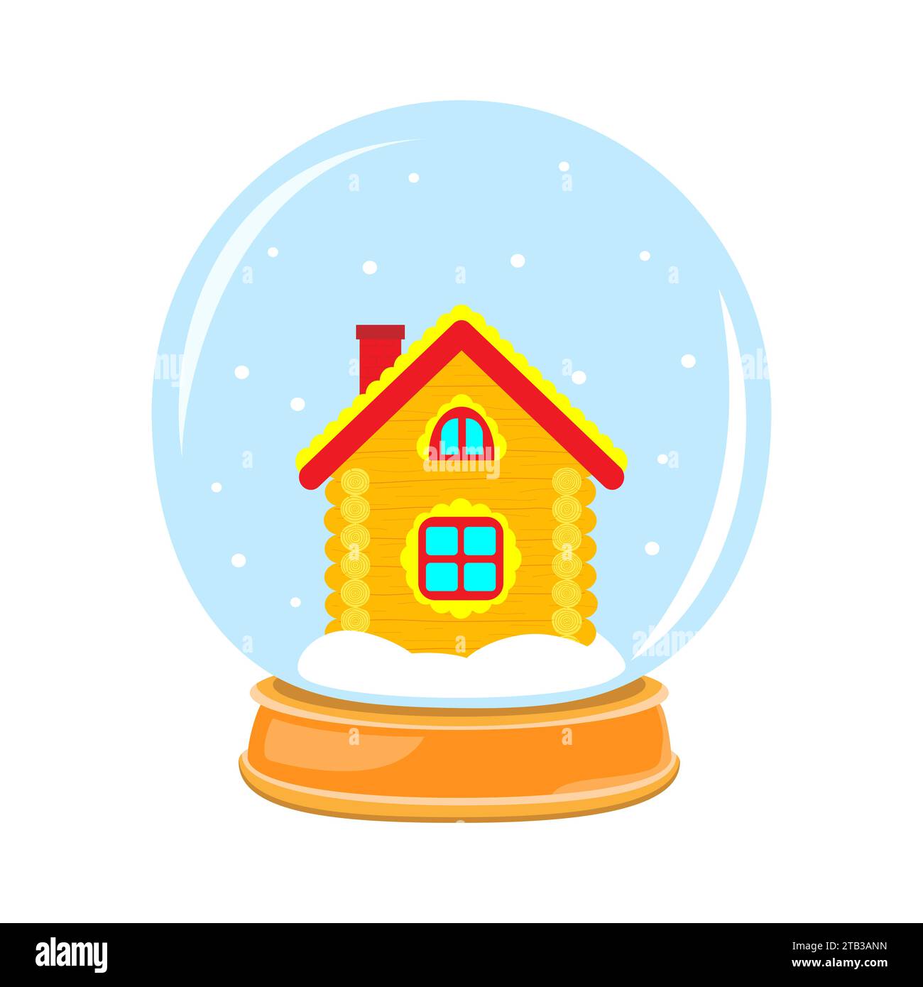 Illustrazione vettoriale. Casa carina in una pallina di vetro magica. Illustrazione di Capodanno e Natale Illustrazione Vettoriale