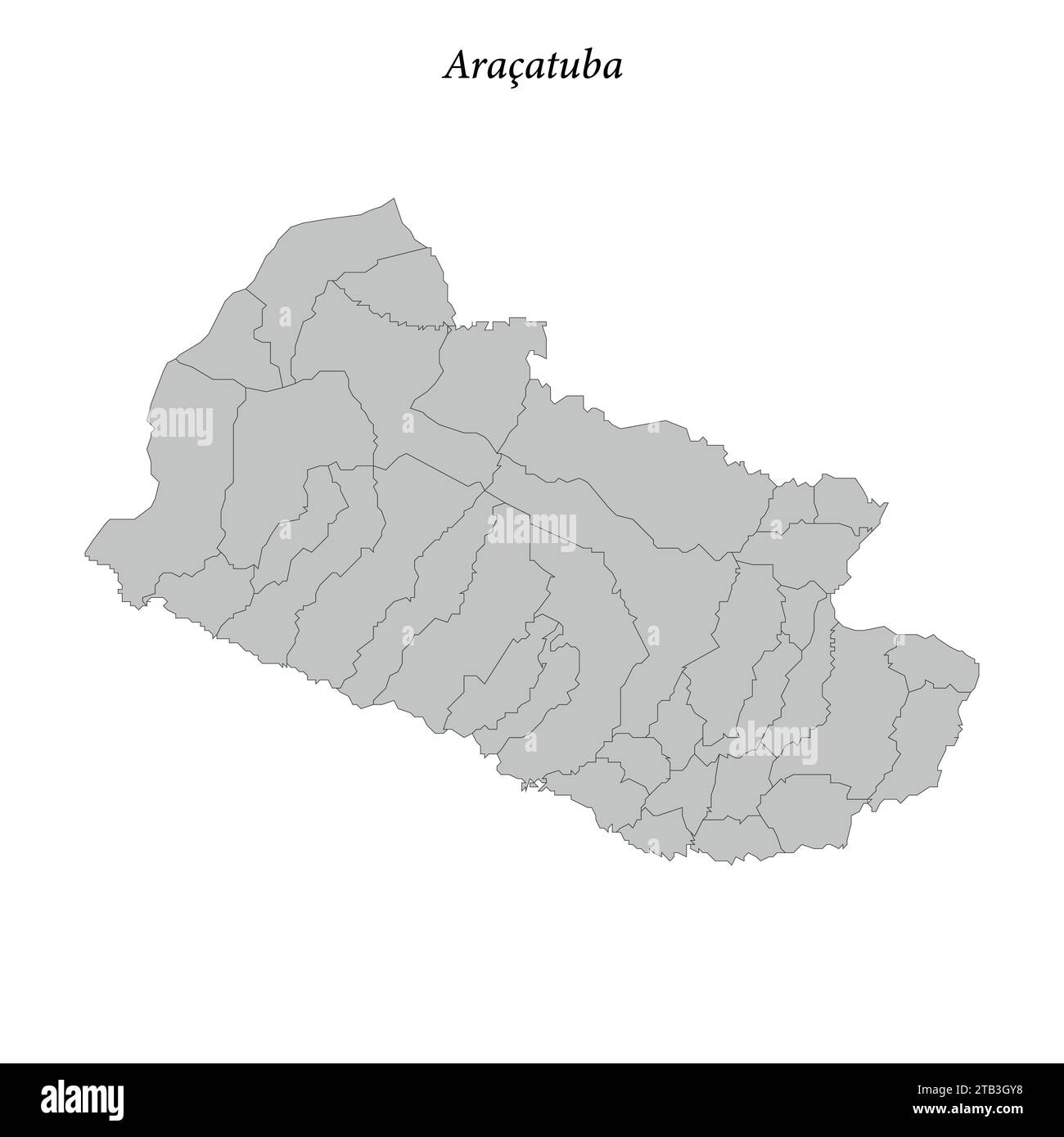 la mappa di Aracatuba è un mesoregion nello stato di San Paolo con comuni confinanti Illustrazione Vettoriale