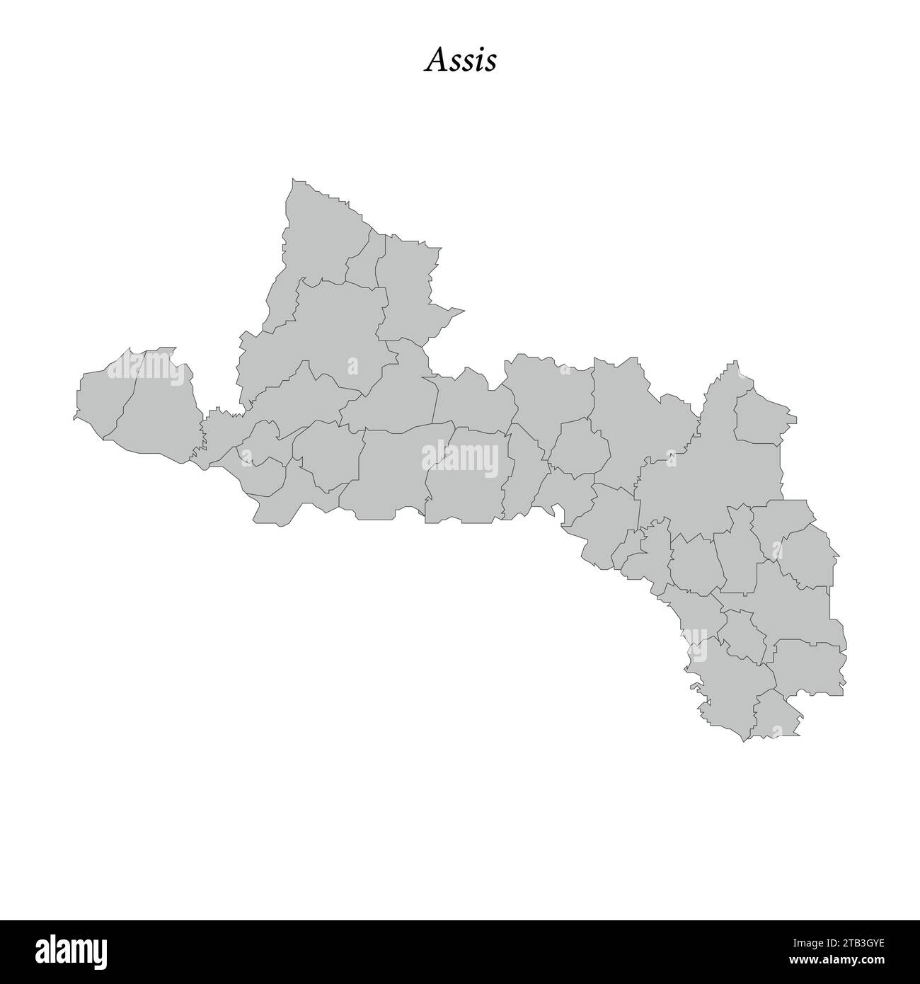 map of Assis è un mesoregion dello stato di San Paolo con comuni di confine Illustrazione Vettoriale