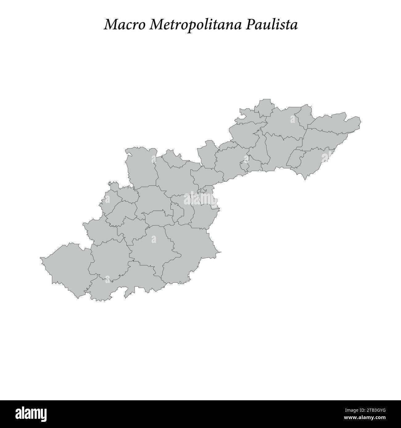 la mappa della Macro metropolitana Paulista è un mesoregion dello stato di San Paolo con i comuni confinanti Illustrazione Vettoriale