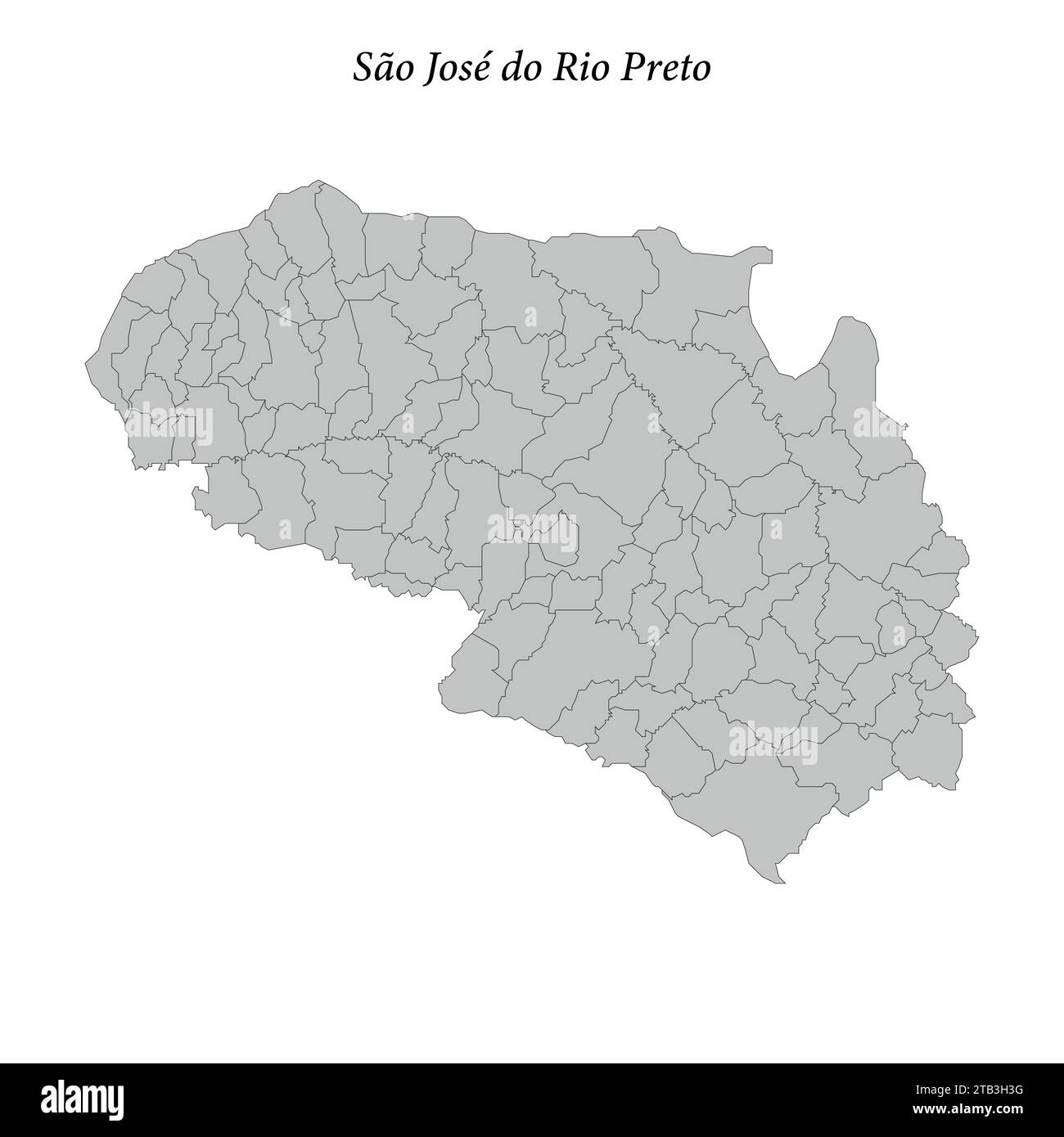 la mappa di Sao Jose do Rio Preto è un mesoregion dello stato di San Paolo con i comuni confinanti Illustrazione Vettoriale