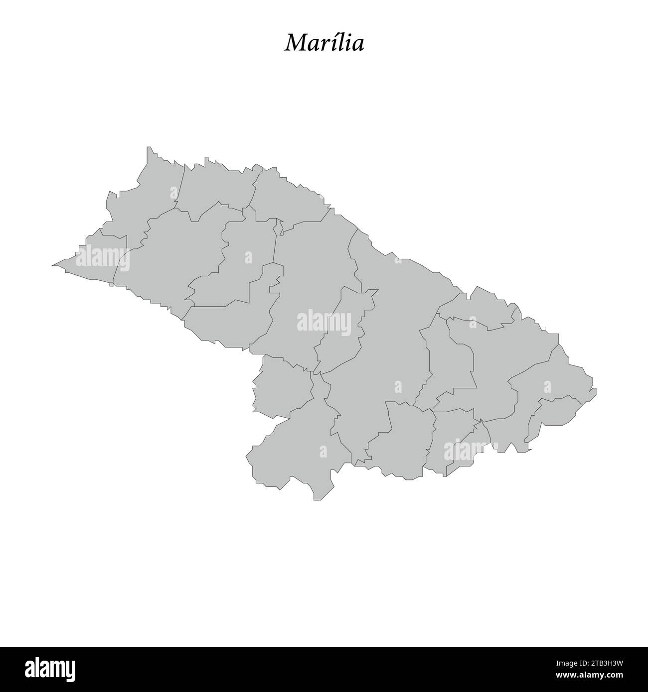 la mappa di Marilia è un mesoregion nello stato di San Paolo con comuni di confine Illustrazione Vettoriale