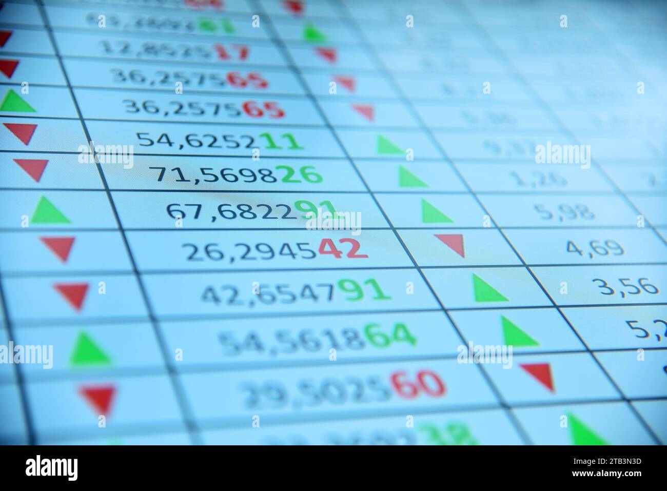 Dati del mercato azionario e indice sullo schermo del computer. Piattaforma di trading online e investimento. Primo piano Foto Stock