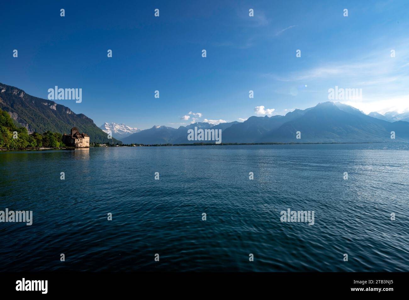 Svizzera, Svizzera, Vaud, Waadt, Montreux, Veytaux, Château de Chillon, château, Schloss, castello, Lac Léman, Genfer SEE, Lago di Ginevra, montag Foto Stock