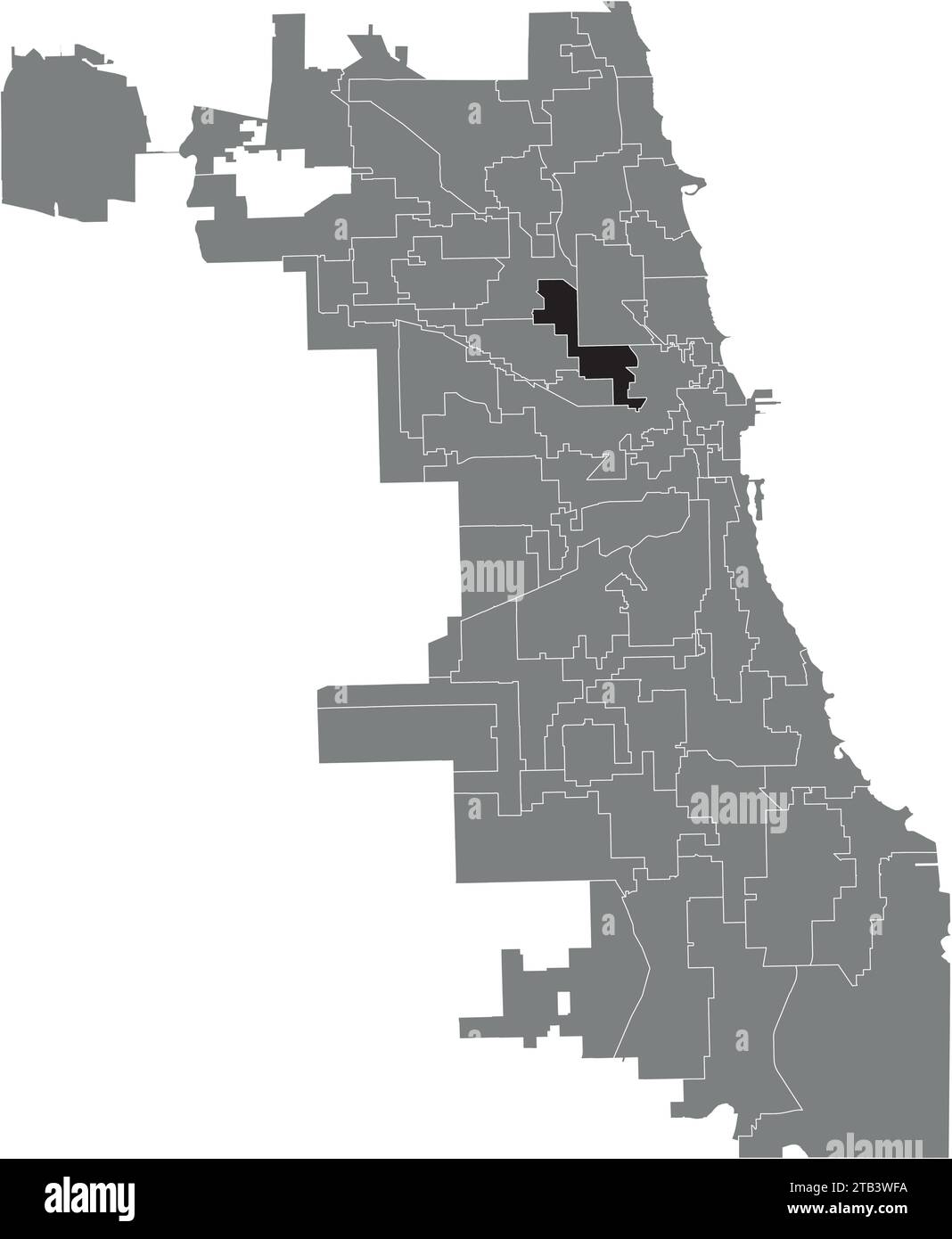 Mappa di localizzazione del WARD 1, CONSIGLIO COMUNALE DI CHICAGO Illustrazione Vettoriale