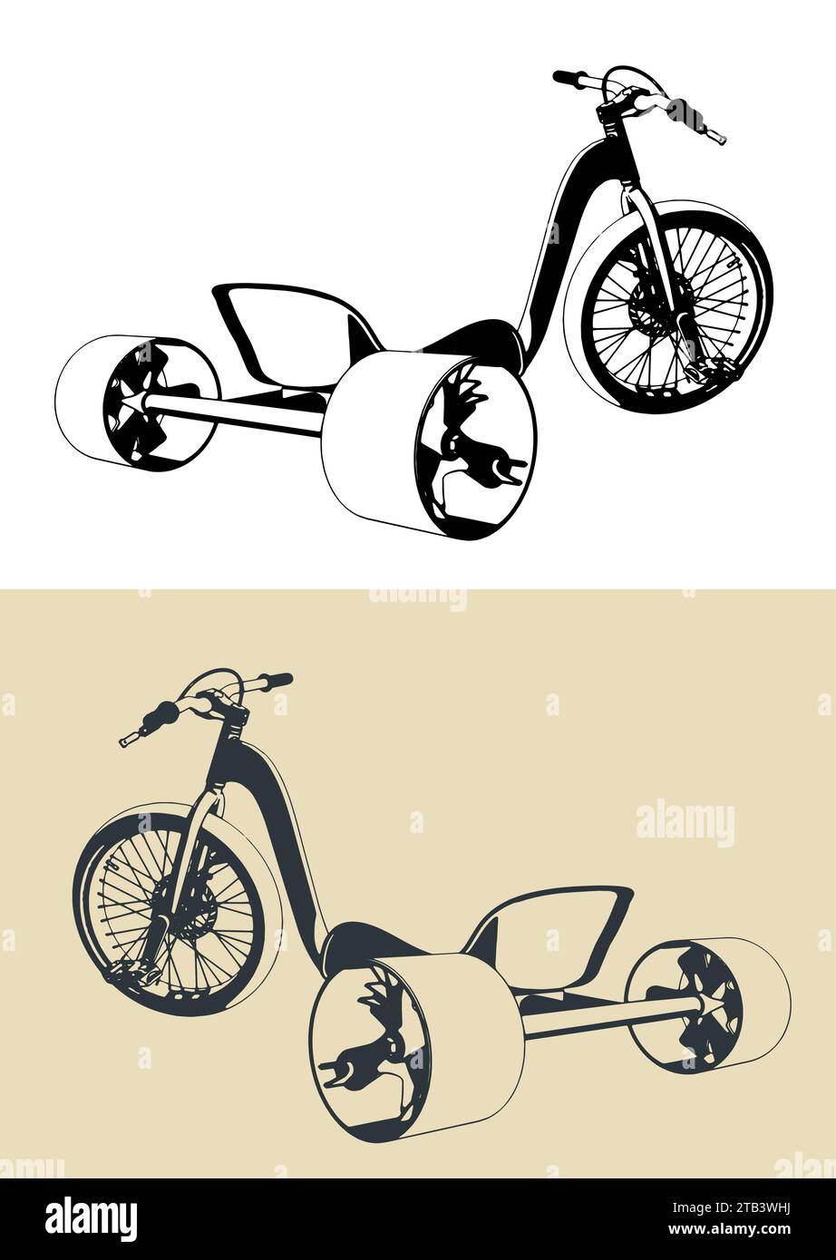 Illustrazioni vettoriali stilizzate del trike alla deriva Illustrazione Vettoriale