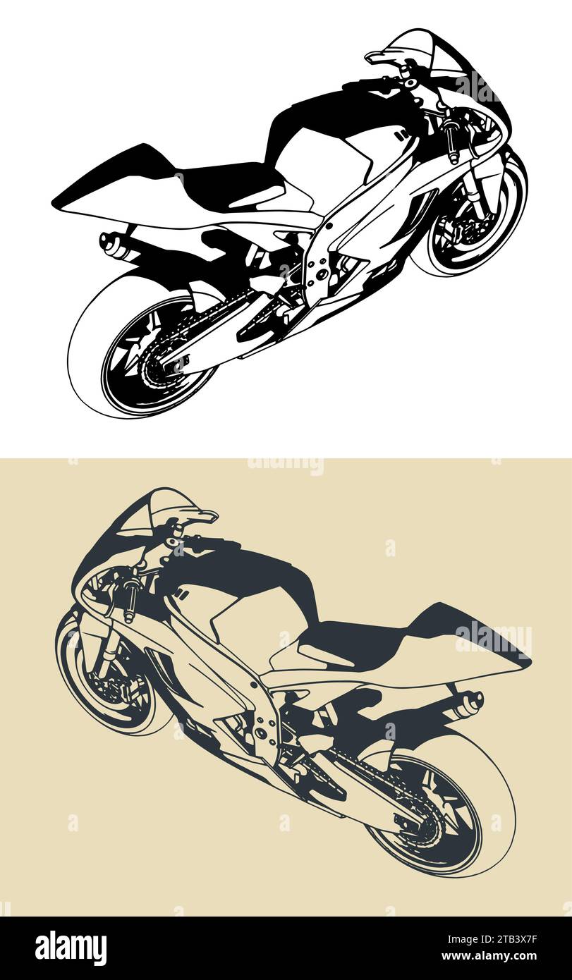 Illustrazioni vettoriali stilizzate di moto sportive Illustrazione Vettoriale