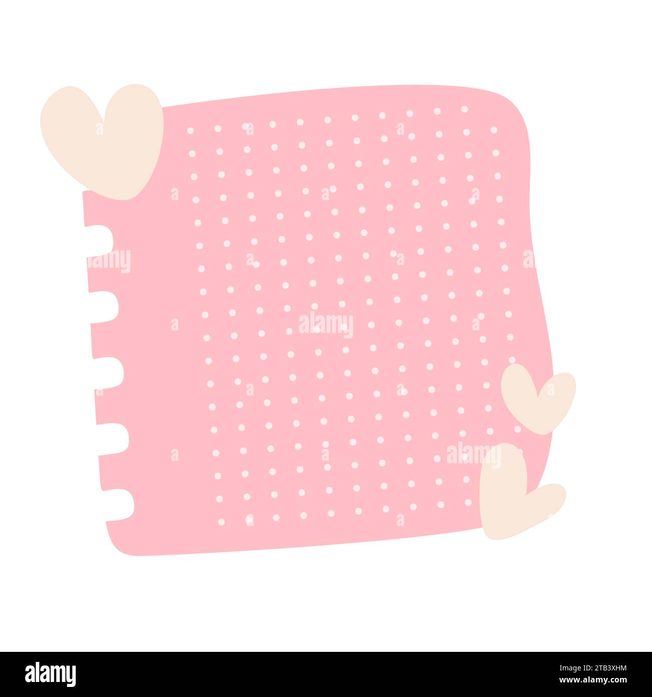 palo di carta da lettere rosa con cuori. Adoro l'adesivo romantico sul muro. Biglietto d'auguri di San Valentino, matrimonio, disegno blocco note illustrazione vettoriale Illustrazione Vettoriale