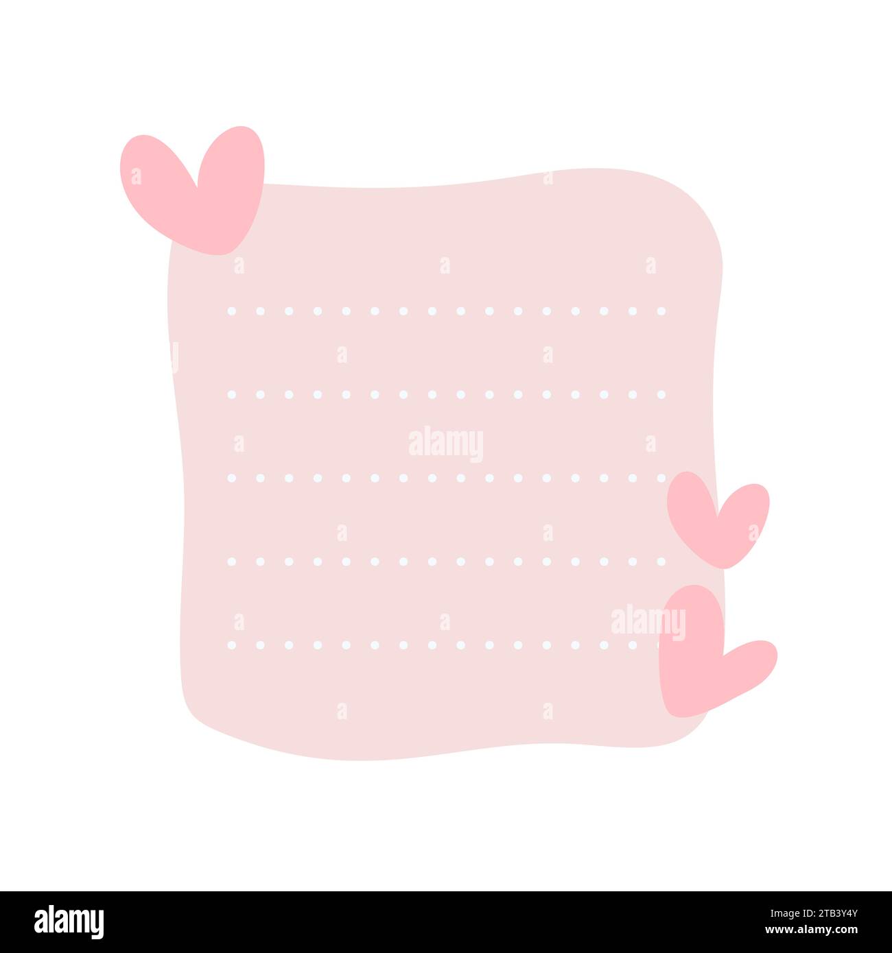 palo di carta da lettere rosa con cuori. Adoro l'adesivo romantico sul muro. Biglietto d'auguri di San Valentino, disegno blocco note illustrazione vettoriale Illustrazione Vettoriale