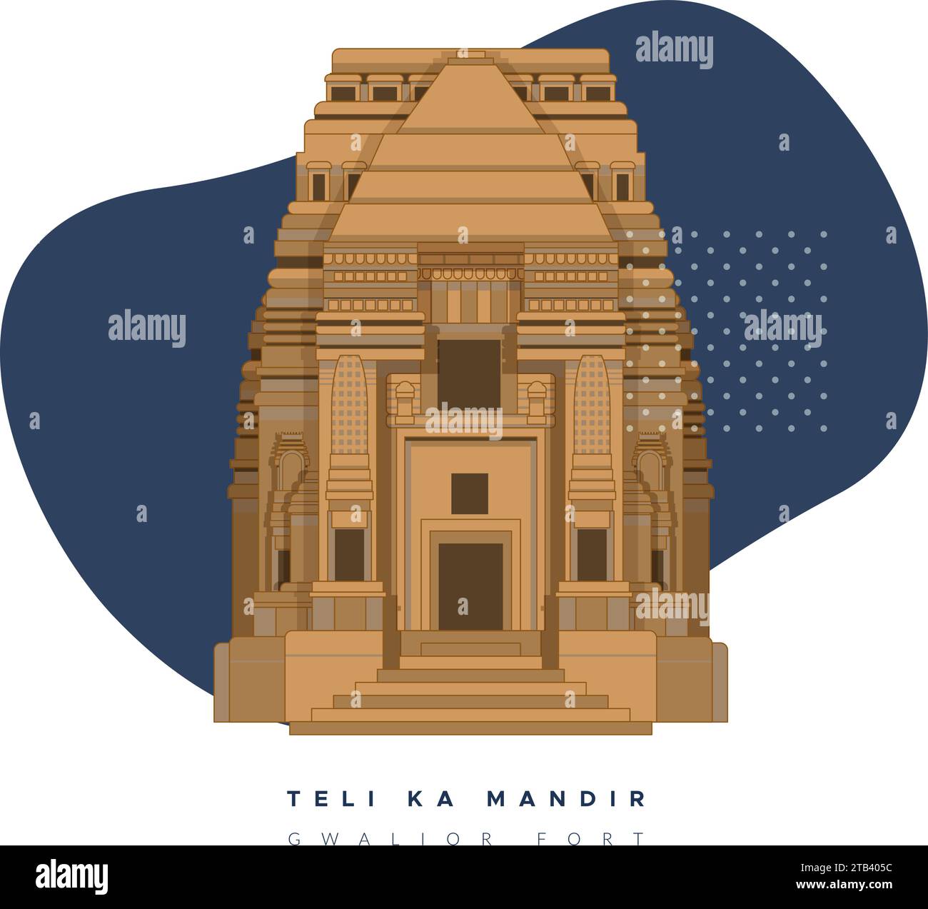 Teli ka Mandir - Telika Temple - Gwalior - Stock Illustration AS EPS 10 file Illustrazione Vettoriale